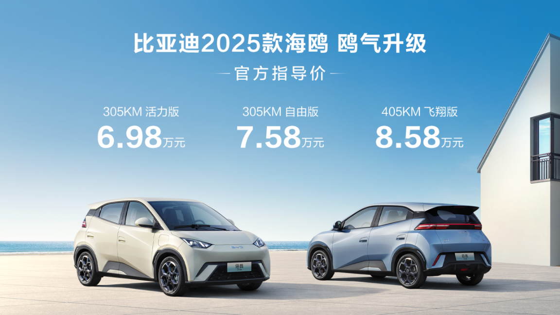12项升级，16项全系标配，新款比亚迪海鸥售价6.98万元起