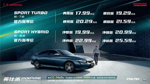 东风Honda英仕派睿智上市，17.99万元起售
